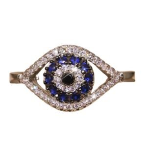 Anel Feminino de Prata 925 Olho Grego