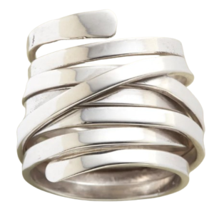 Anel Feminino de Prata 925 Listrado Ajustável