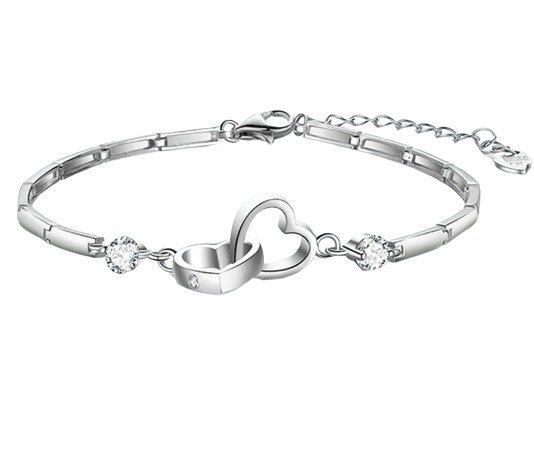 Pulseria Prata corações Enclausurados