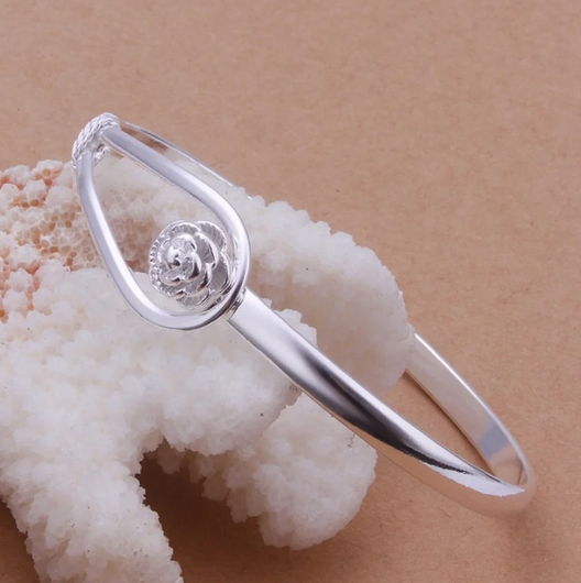 Bracelete de Prata Flor Fivela - Imagem 2