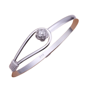 Bracelete de Prata Flor Fivela