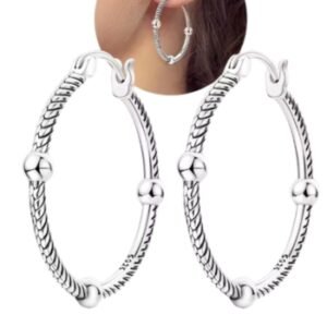 Brincos de Prata Argolas Trabalhadas