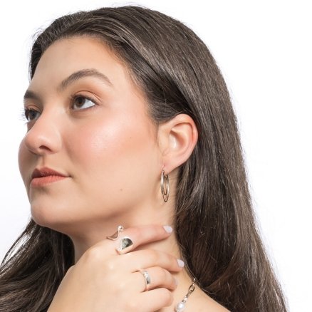 Brincos de Prata 925 Argola Oval