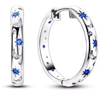 Brincos de Prata Argola Lua e Estrela