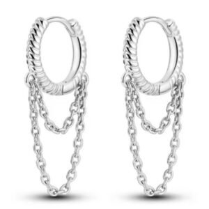 Brincos de Prata Argola com Correntes