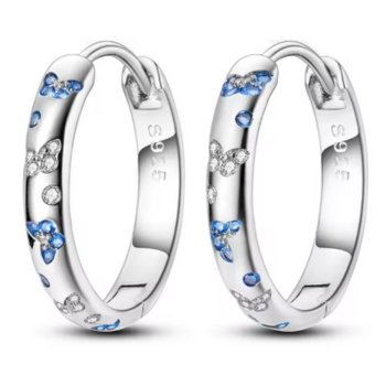 Brincos de Prata Argolas Borboletas Cravejadas