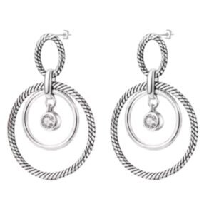 Brincos de Prata Argolas com brilhante