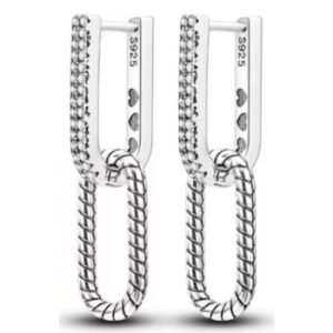 Brincos de Prata Longos Retangulares