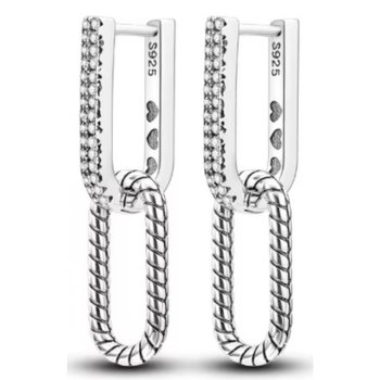 Brincos de Prata Longos Retangulares