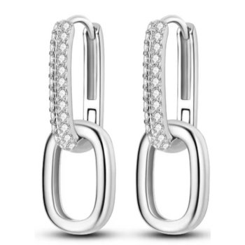 Brincos de Prata Retangulares Liso e Trabalhado