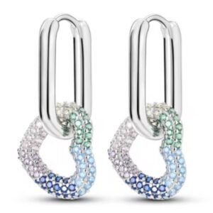 Brincos de Prata 925 com Argola Dupla e Zircônias Coloridas