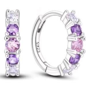 Brincos de Prata Zircônias Roxas