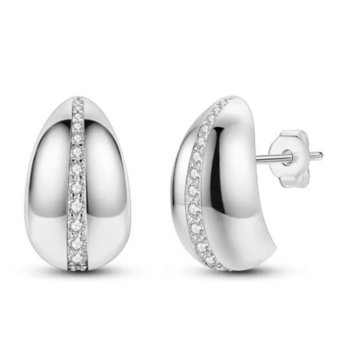 Brincos de Prata gota com Zircônia