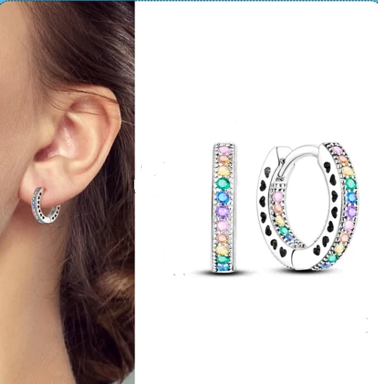 Brincos em Prata Argola com Brilhantes