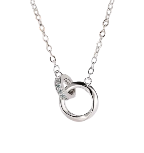 Colar em Prata com Pingente Anéis Enclausurados