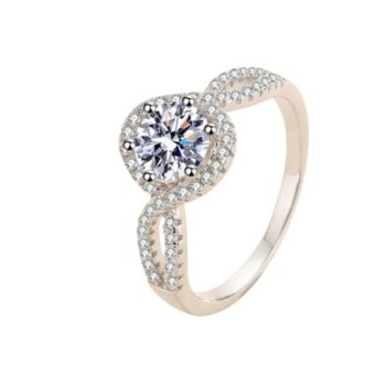 Anel de Casamento de Prata com Moissanita