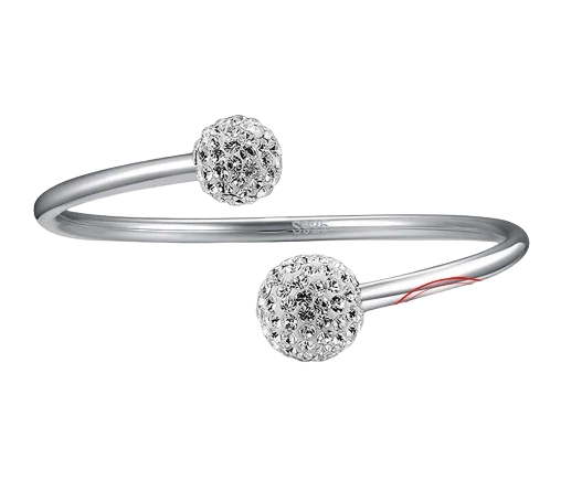 Bracelete de Prata com Bolas de Cristais