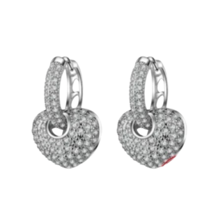 Brincos de Prata Coração Cravejado com Brilhantes