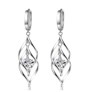 Brincos em Prata Longos com Brilhante