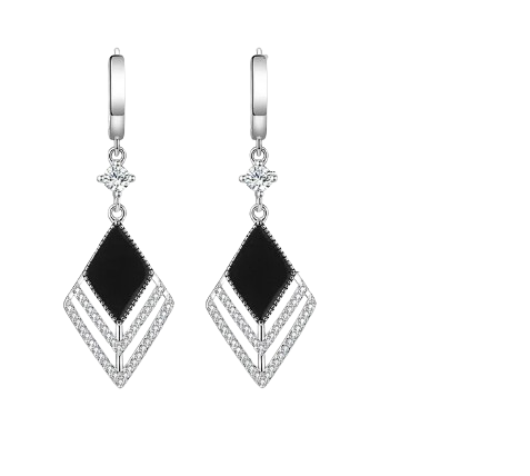 Brincos em Prata com Pérola Preta