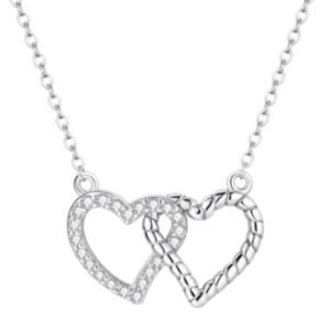 Colar de Prata com Pingente Corações Entrelaçados