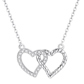 Colar de Prata com Pingente Corações Entrelaçados