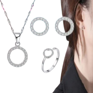 Conjunto de Joias de Prata Cristal Austríaco