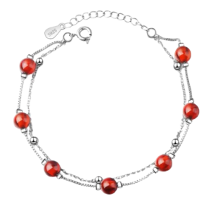 Pulseira em Prata Red Garnet