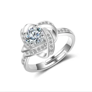 Anel de Prata com Cristal Trevo