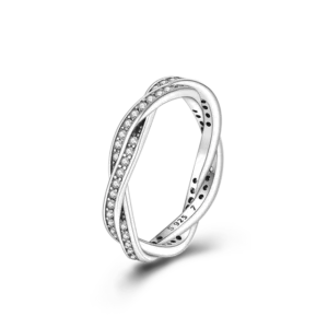 Anel Entrelaçado de Prata 925 com Zircônias