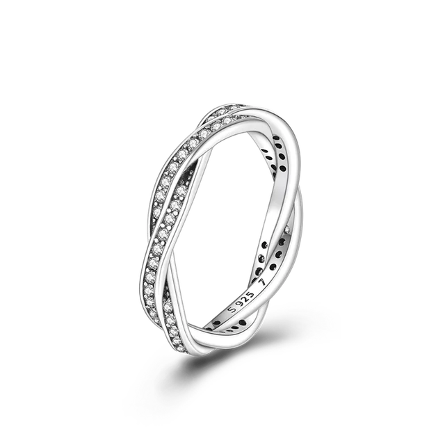 Anel Entrelaçado de Prata 925 com Zircônias