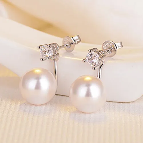 Brincos de Prata Stud com Pérolas e Brilhantes - Imagem 2