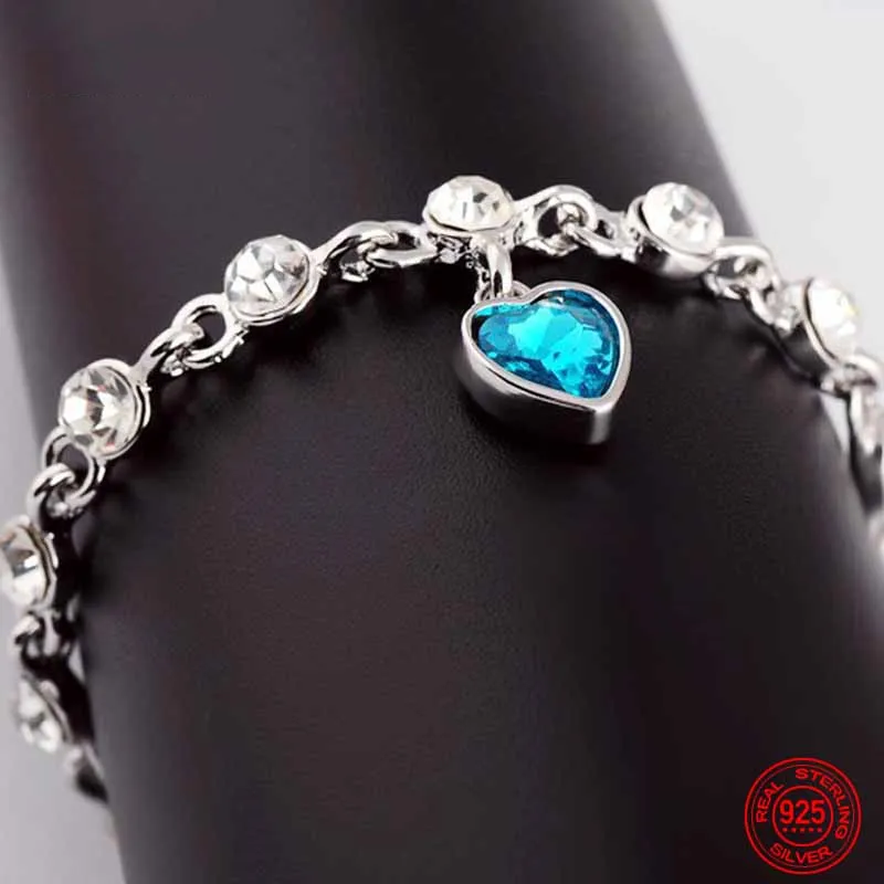 Pulseira de Prata Com Berloque Coração Brilhante - Imagem 3