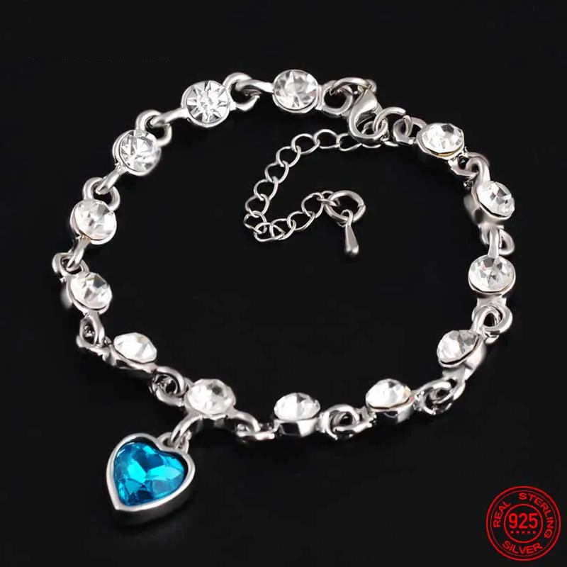 Pulseira de Prata Com Berloque Coração Brilhante - Imagem 4