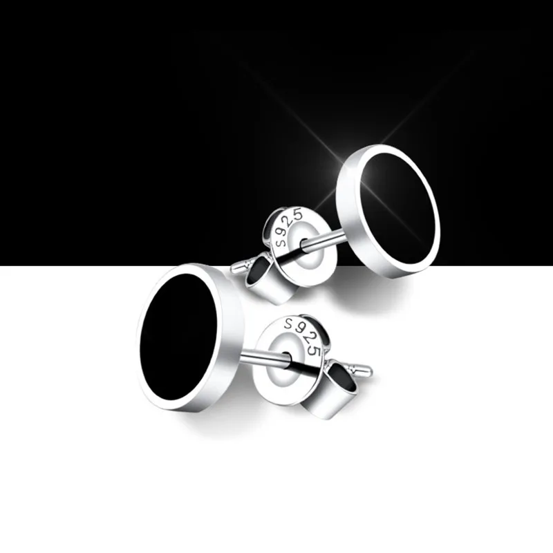 Brincos de Prata Stud Pretos - Imagem 2