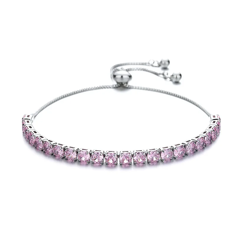 Pulseira de Prata com Cristais Rosas - Imagem 5