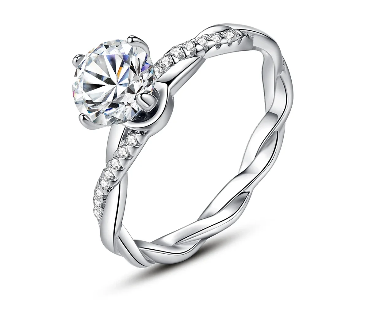 Anel de Casamento em Prata com Brilhante