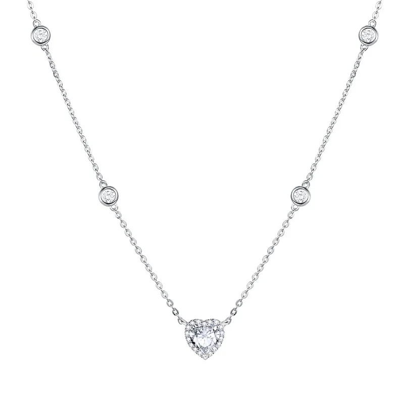 Colar de Prata Com Coração Brilhante - Imagem 3