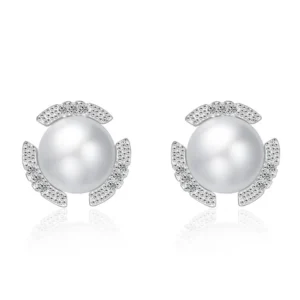 Brincos em Prata Stud com Pérolas