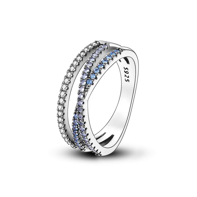 Anel em Prata entrelaçado com Brilhante