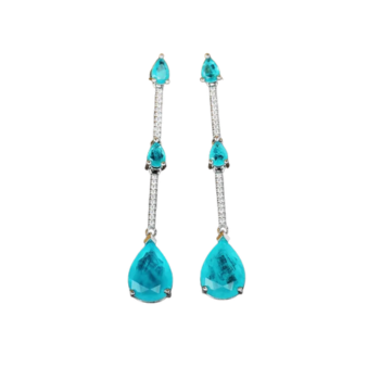 Brincos de Prata Longos com Turmalina