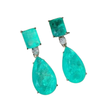 Brincos de Prata com Pedra Turmalina