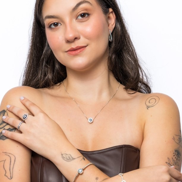 Colar de Prata 925 Olho Grego Lucky Eye