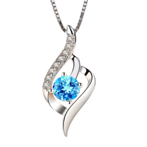 Colar em Prata Cristal Oceano Azul