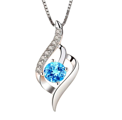 Colar em Prata Cristal Oceano Azul