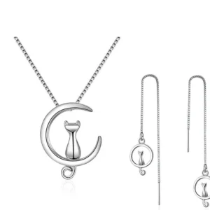 Conjunto de Joias de Prata Felino