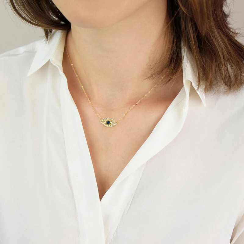 Colar De Prata com pingente de diamante Olho Grego - Imagem 3