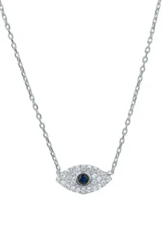 Colar De Prata com pingente de diamante Olho Grego