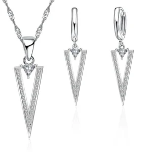 Conjunto de Joias de Prata Triângulo