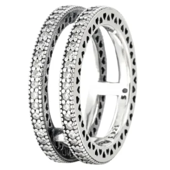 Anel de Prata Duplo com Brilhantes